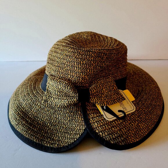 San Diego Hat Company Accessories - WOMEN'S CONTRASTING EDGE SUN BRIM HAT WITH BACK BOW AND UPF SUN PROTECTION